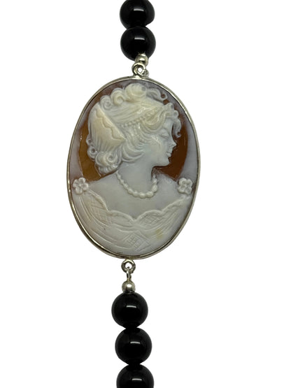 Collana in Agata e Cammeo incisione "Profilo di Donna"