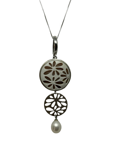 Pendente in Cammeo incisione "Inversa Fiori"