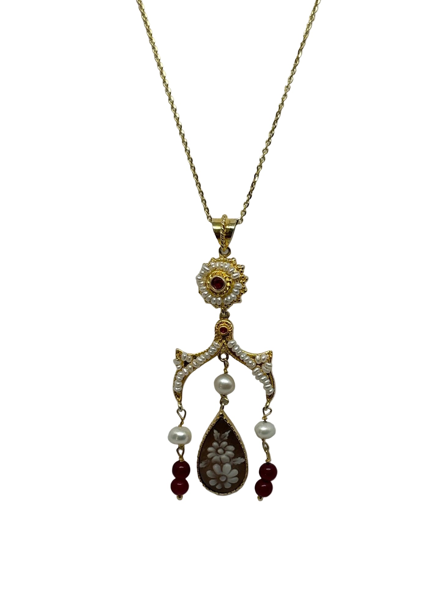 Pendente in Cammeo incisione "Fiori"