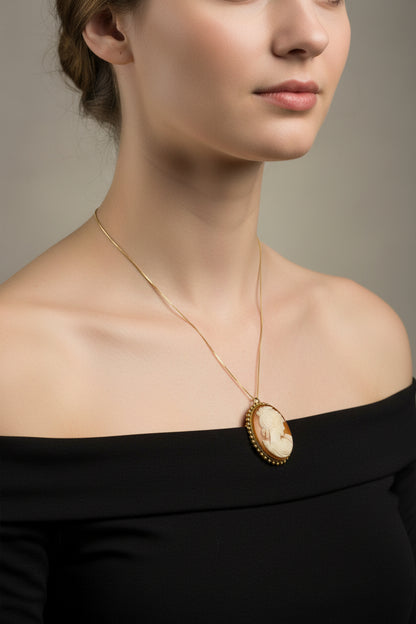 Spilla Pendente in Cammeo incisione "Profilo di Donna"