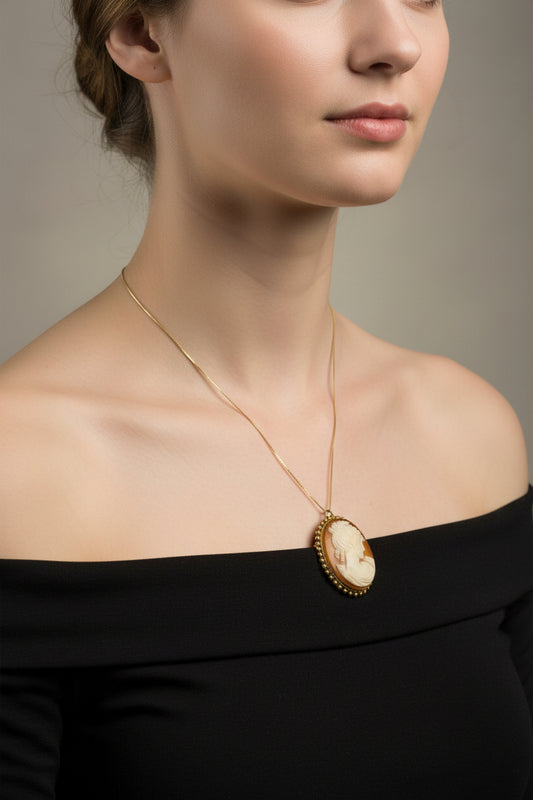 Spilla Pendente in Cammeo incisione "Profilo di Donna"