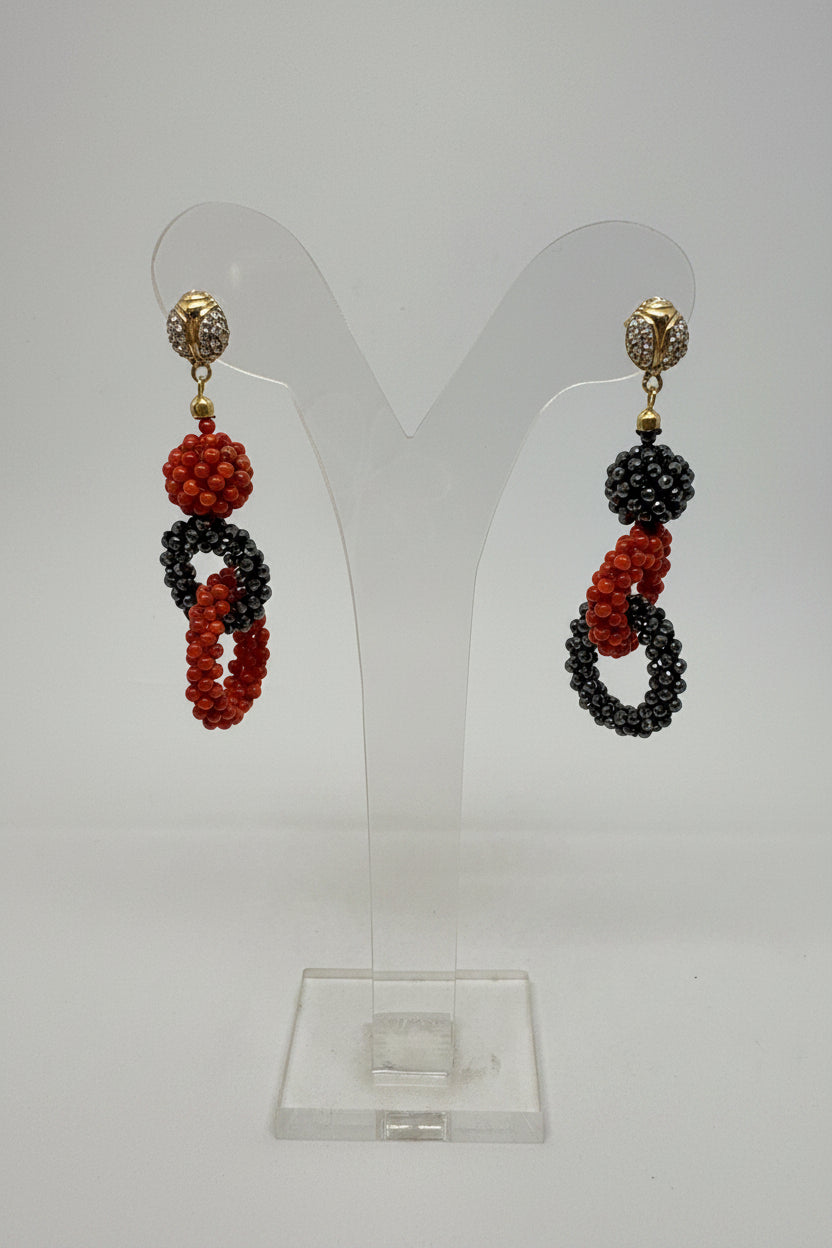 Orecchini in Corallo e Agata Tessito