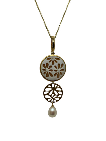 Pendente in Cammeo incisione "Inversa Fiori"