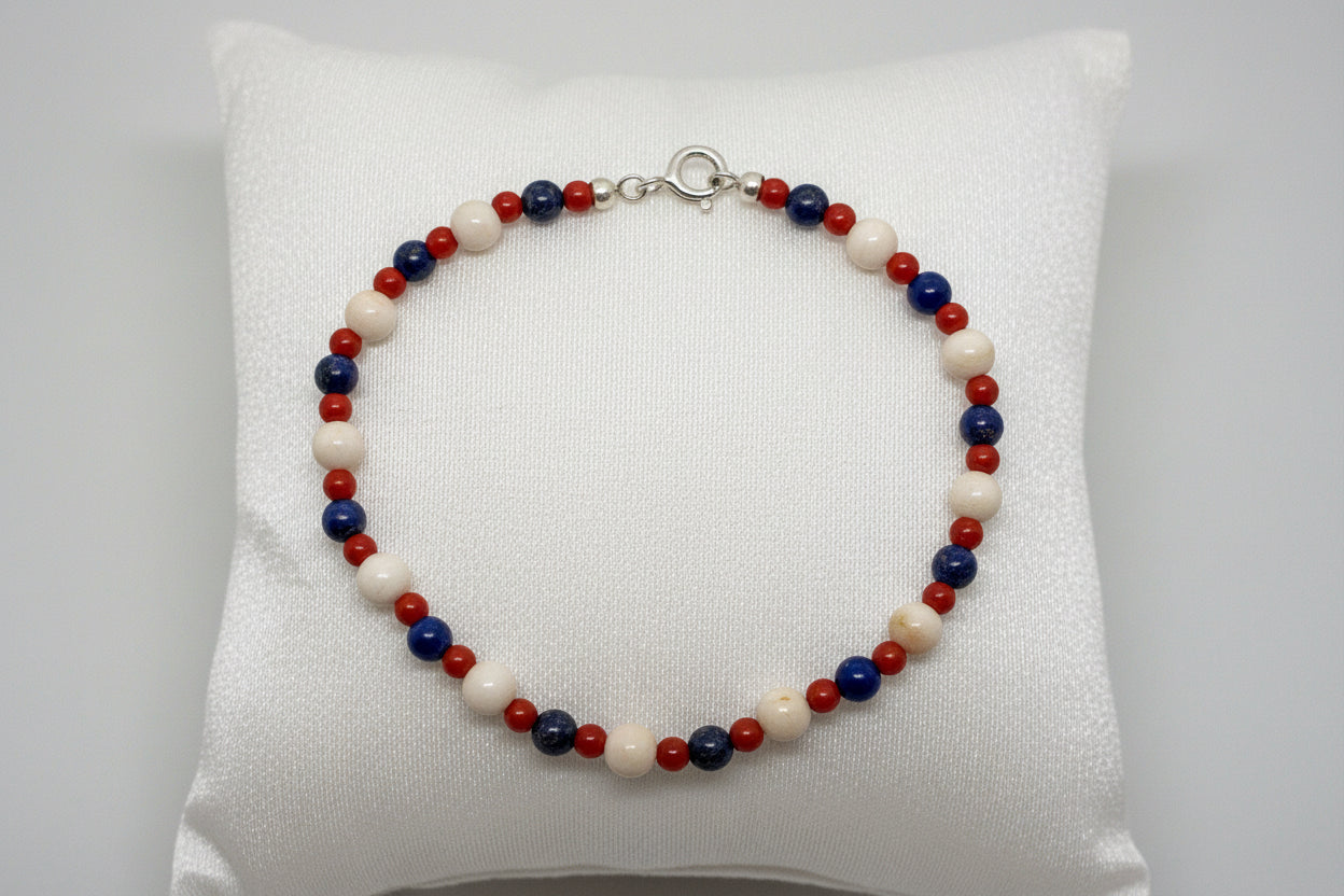 Bracciale in Corallo Argento e Lapis