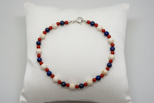 Bracciale in Corallo Argento e Lapis