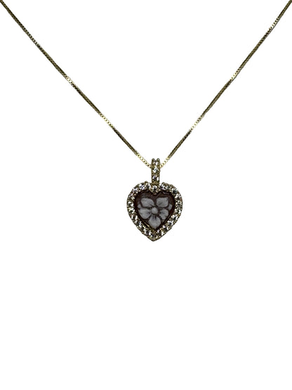 Collana in Cammeo Cuore incisione "Fiore"