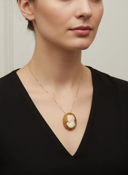 Spilla Pendente in Cammeo incisione "Profilo di Donna"