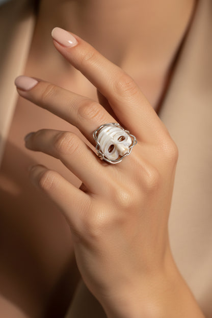 Anello in Cammeo incisione Pulcinella