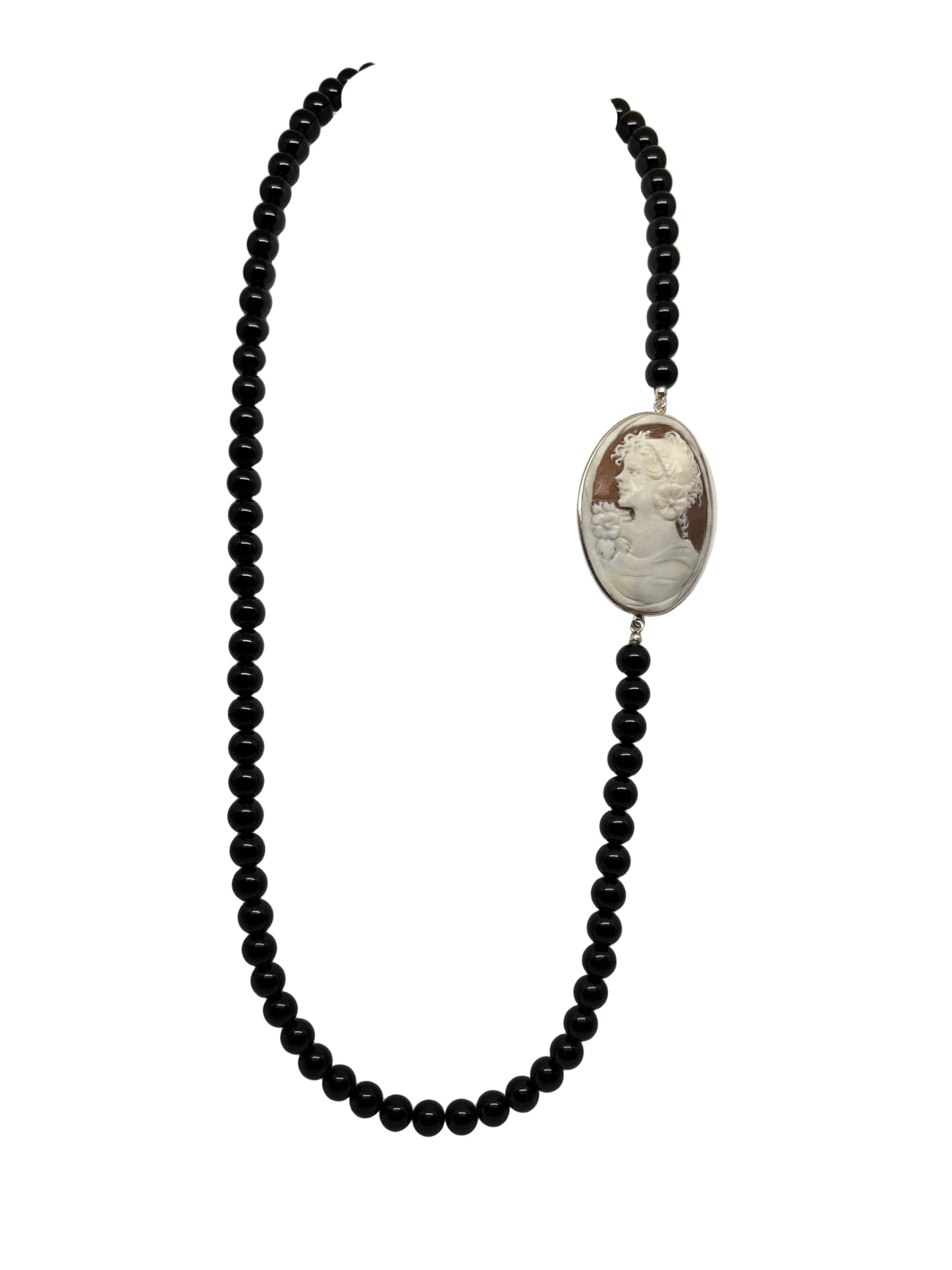 Collana in Agata e Cammeo incisione "Profilo di Donna"