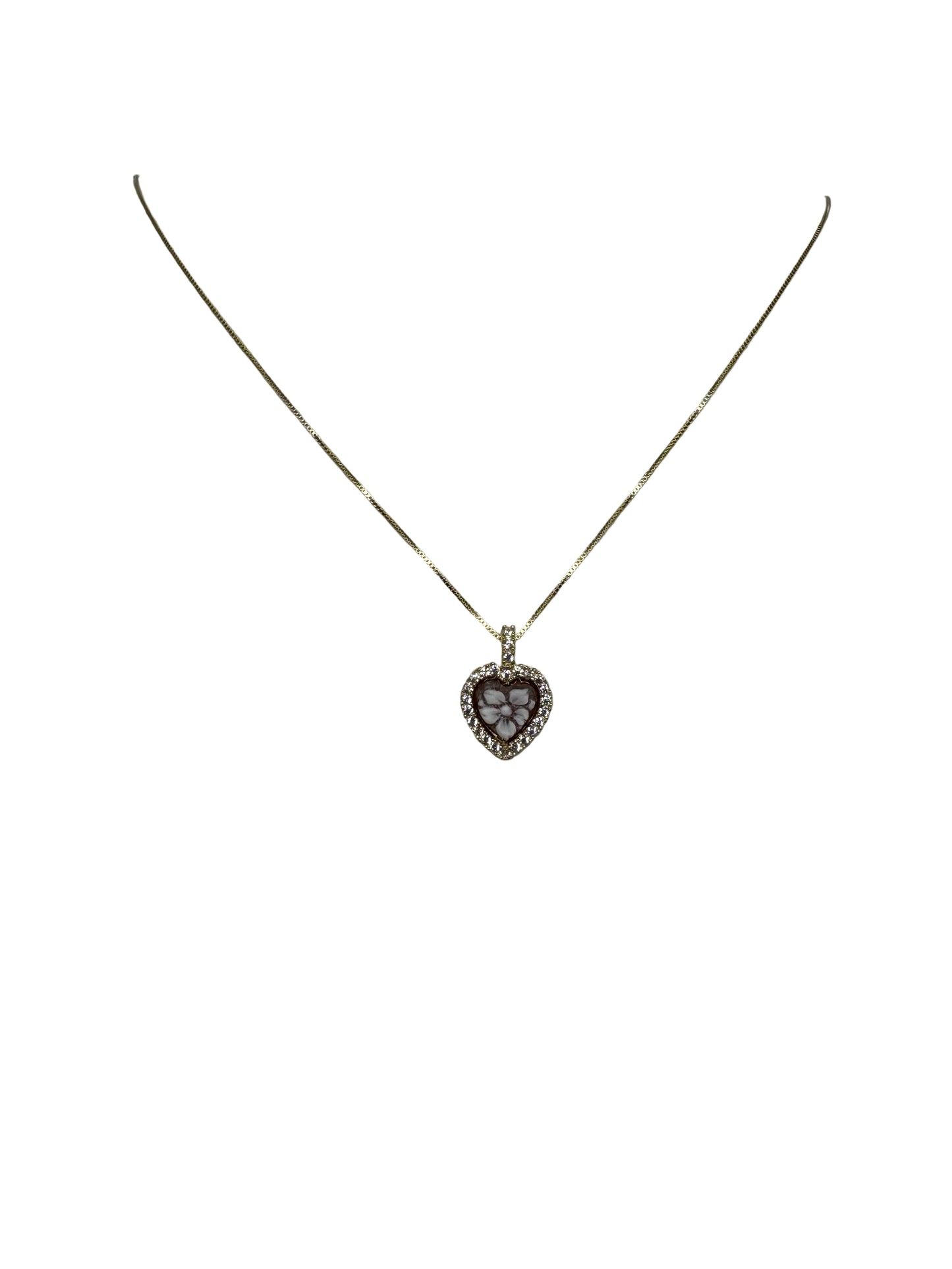 Collana in Cammeo Cuore incisione "Fiore"