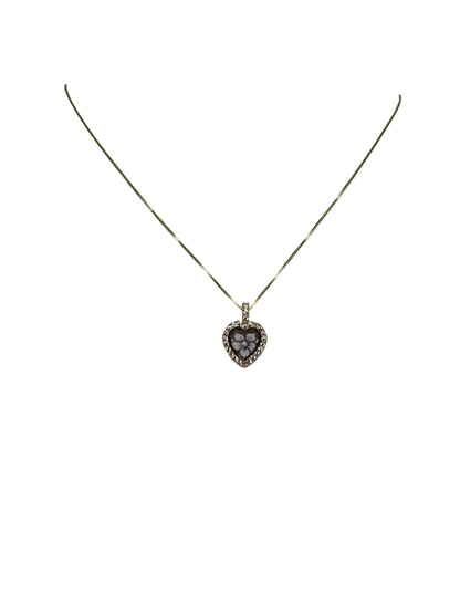 Collana in Cammeo Cuore incisione "Fiore"