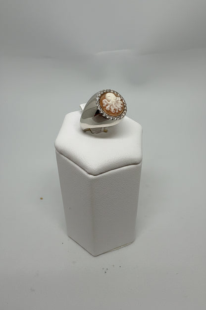 Anello in Cammeo Artistico incisione "Polpo"