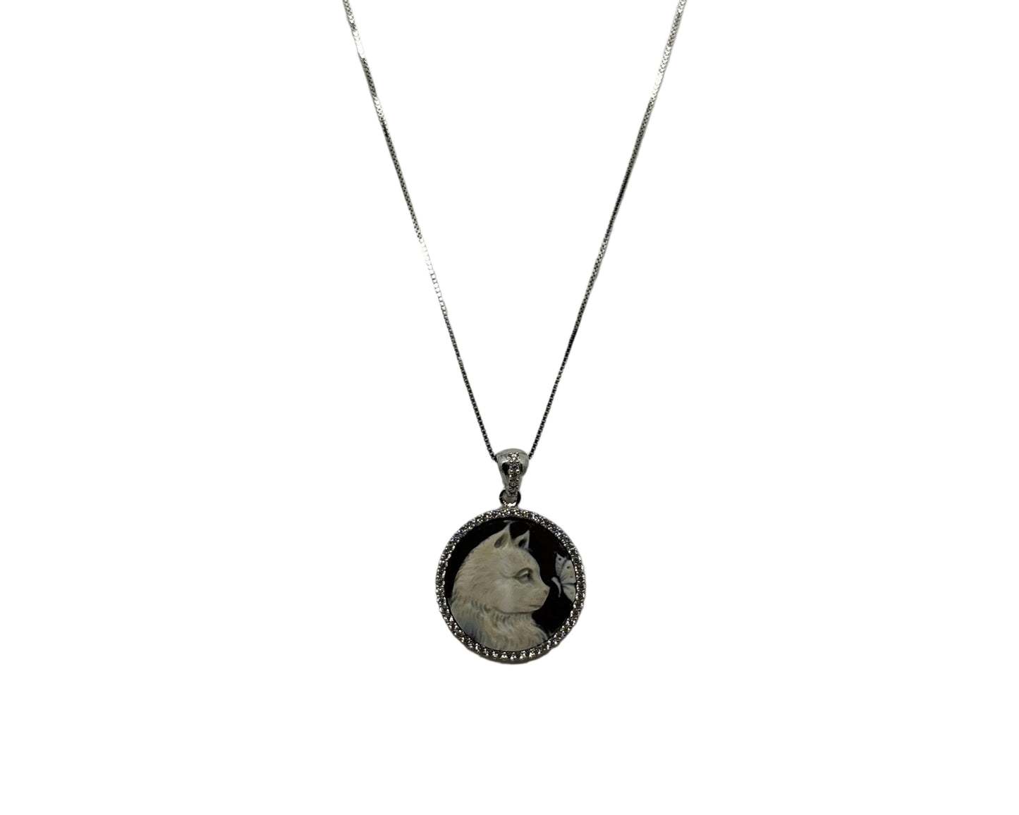 Collana in Cammeo incisione "Gatto"