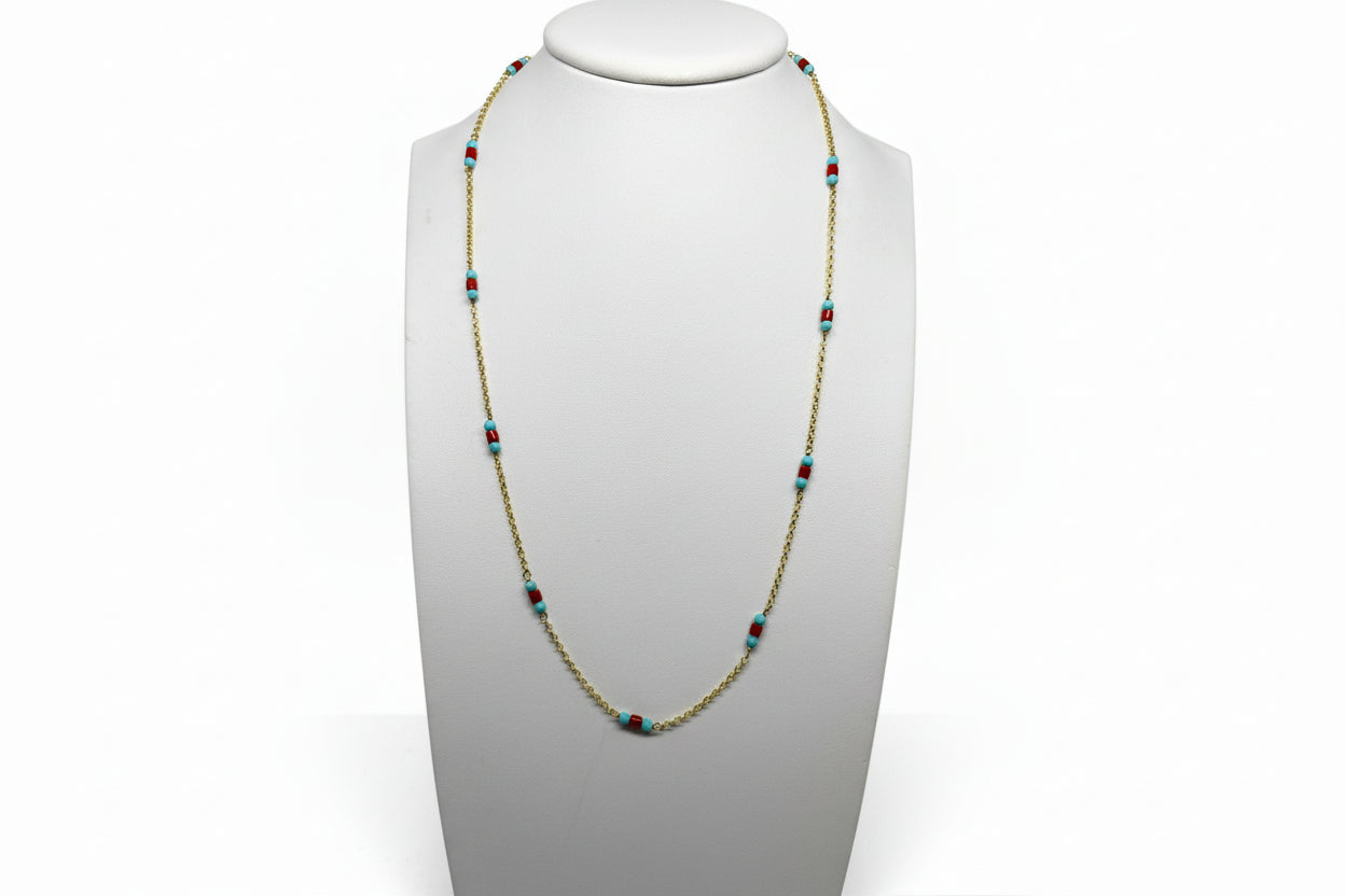 Collana in Corallo e Pasta di Turchese