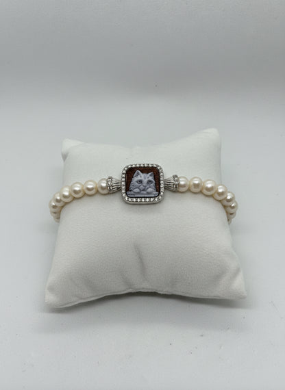 Bracciale in Cammeo incisione "Gatto"