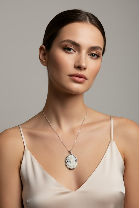 Pendente in Cammeo Artistico incisione Sirena Partenope