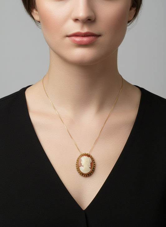 Spilla Pendente in Cammeo incisione "Profilo di Donna"