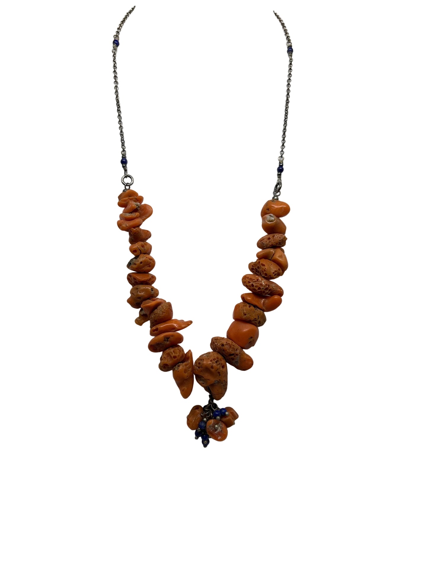 Collana in Corallo, Argento e Lapis Grezza