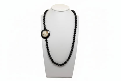 Collana in Agata e Cammeo incisione "Profilo di Donna"