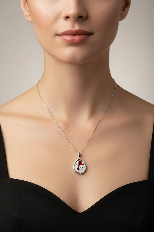 Collana in Cammeo incisione "Gatto e Luna"