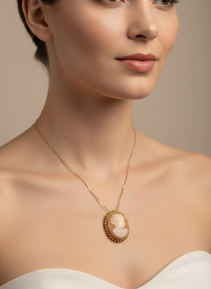 Spilla Pendente in Cammeo incisione "Profilo di Donna"