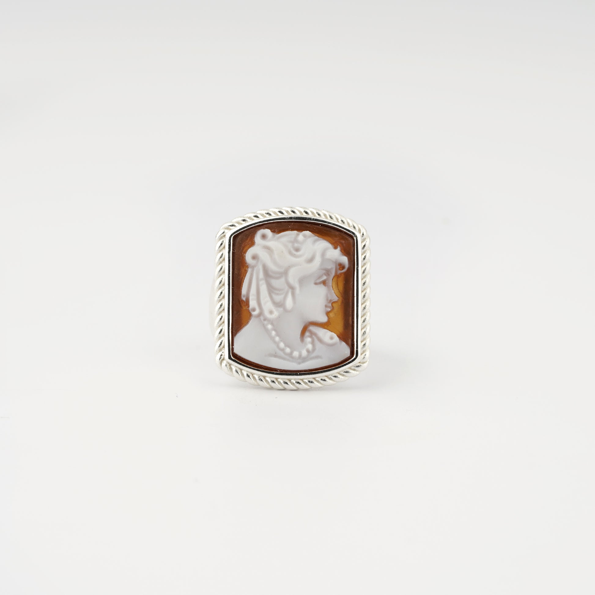 Anello-Cameo-Italiano-Raffaello-Cammeo-Profilo-Donna-Rodio-Bianco