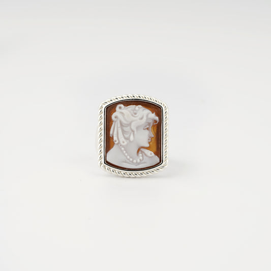 Anello-Cameo-Italiano-Raffaello-Cammeo-Profilo-Donna-Rodio-Bianco