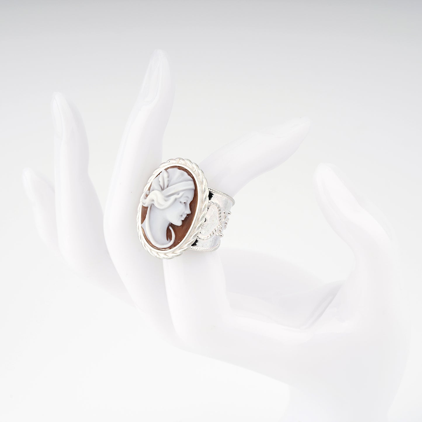 Anello-Cameo-Italiano-Raffaello-Cammeo-Profilo-Donna-Rodio-Bianco