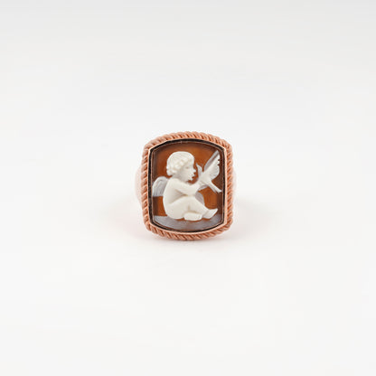 Anello-Cameo-Italiano-Raffaello-Cammeo-Putto-Rame