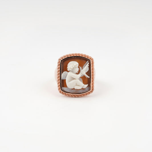 Anello-Cameo-Italiano-Raffaello-Cammeo-Putto-Rame