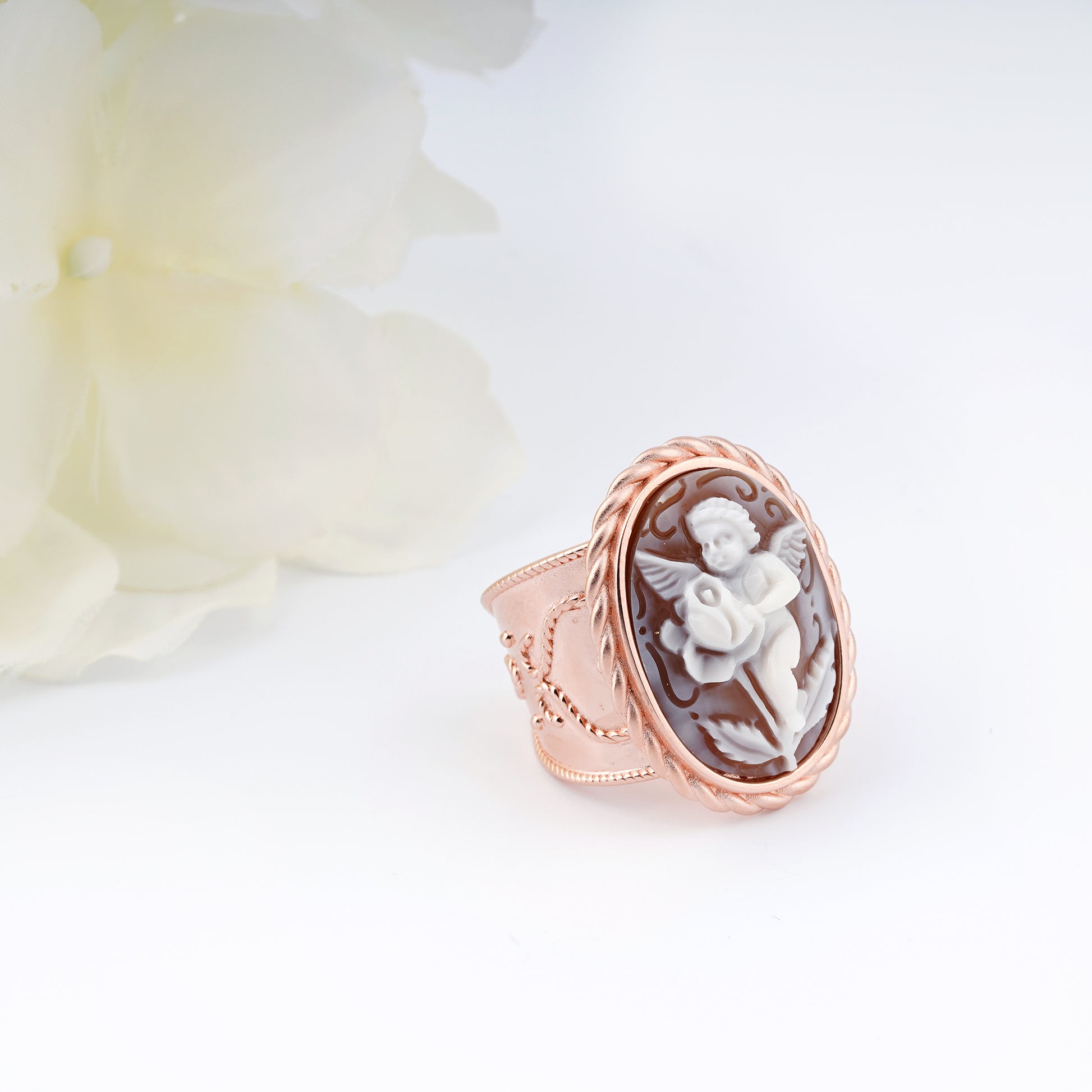 Anello-Cameo-Italiano-Raffaello-Cammeo-Putto-Rame-