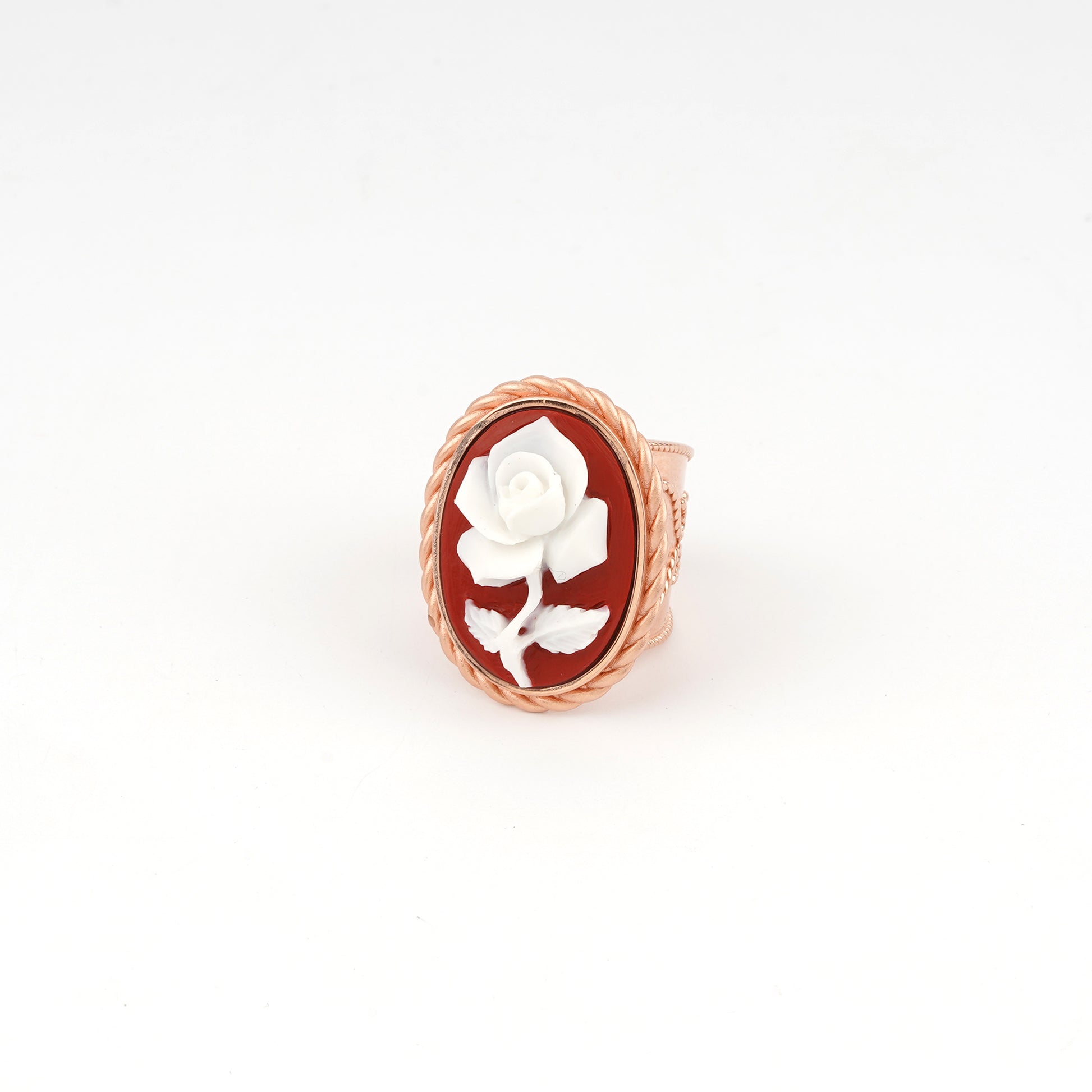 Anello-Cameo-Italiano-Raffaello-Cammeo-Rosa-Rame