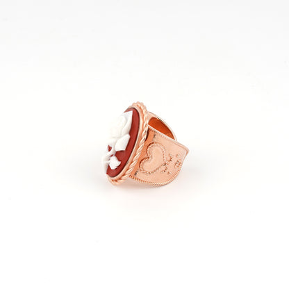 Anello-Cameo-Italiano-Raffaello-Cammeo-Rosa-Rame