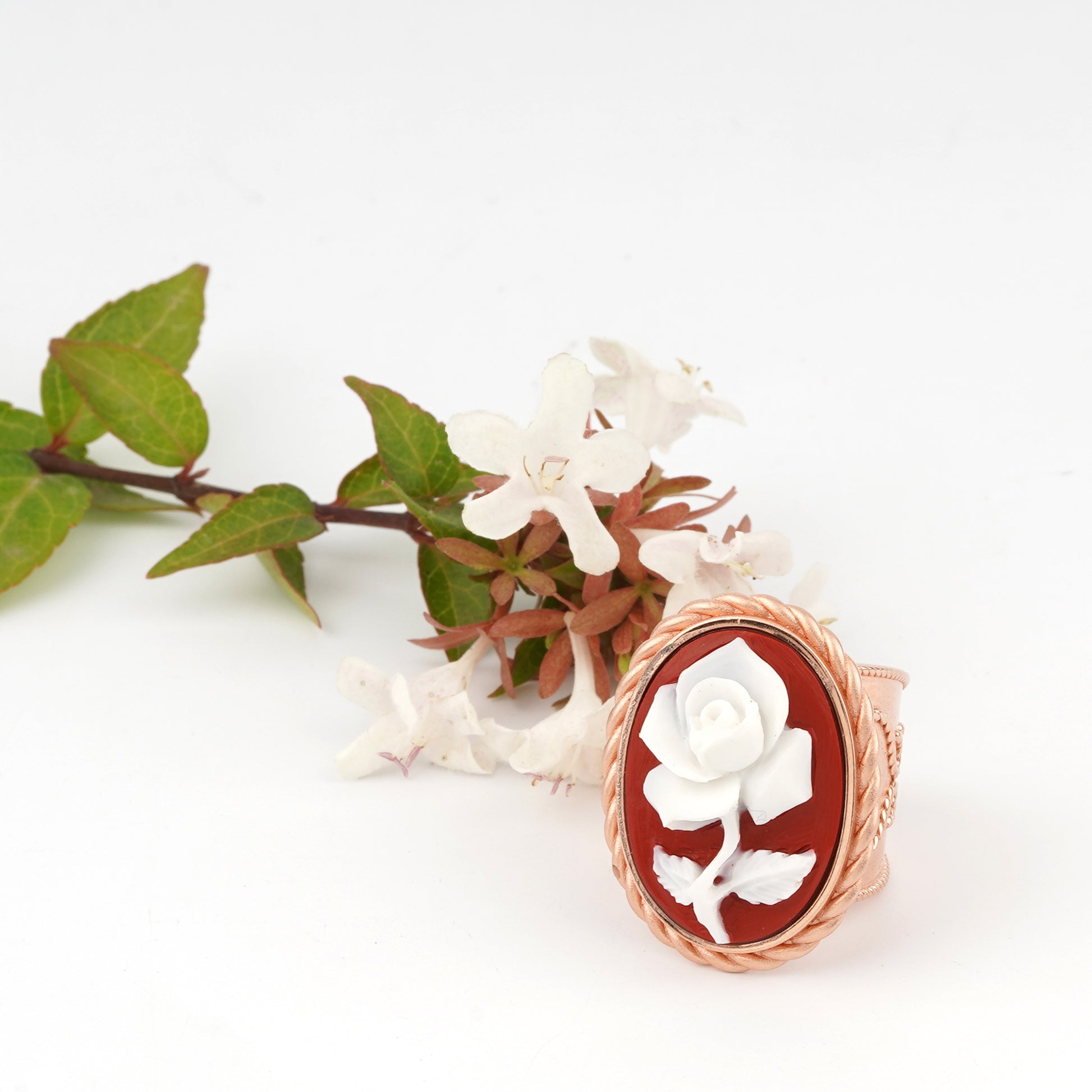 Anello-Cameo-Italiano-Raffaello-Cammeo-Rosa-Rame