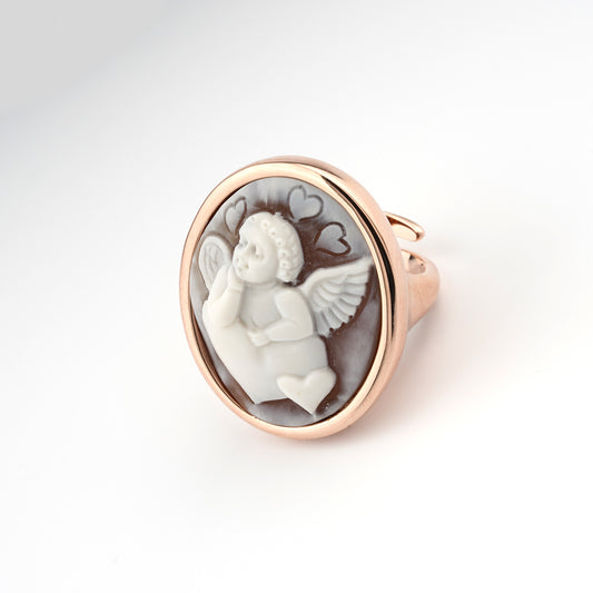 Italian Cameo Ring Romantic Putto Cameo