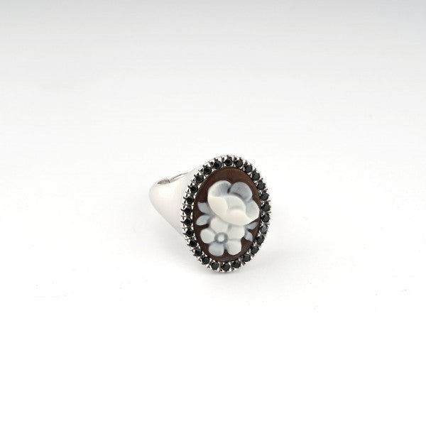 Italian Cameo Ring Sunrise Cameo Flowers