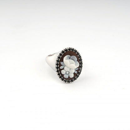 Italian Cameo Ring Sunrise Cameo Flowers