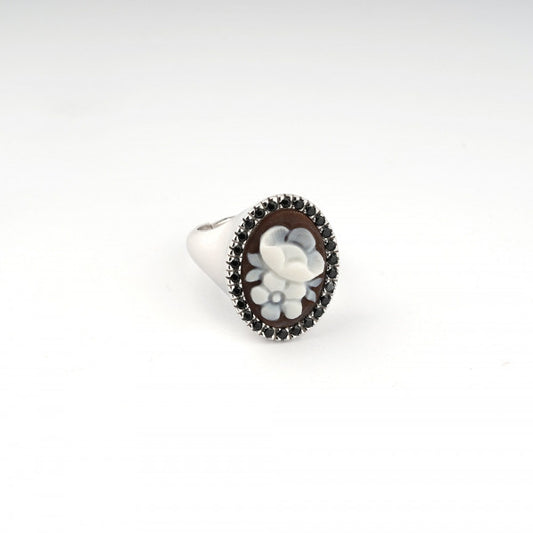 Italian Cameo Ring Sunrise Cameo Flowers