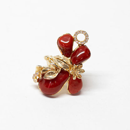 Coral Zircon Butterfly Ring