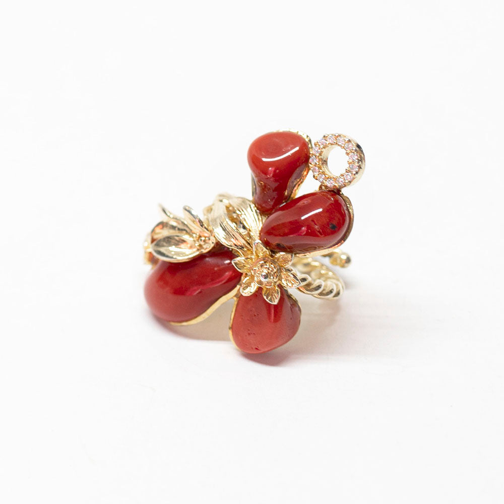 Coral Zircon Butterfly Ring