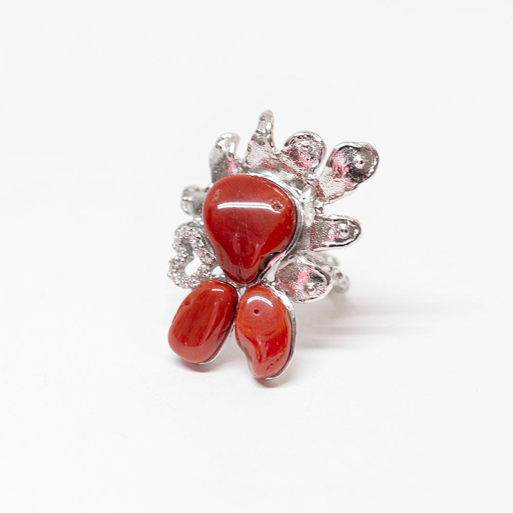Anello in  Corallo e Zirconi