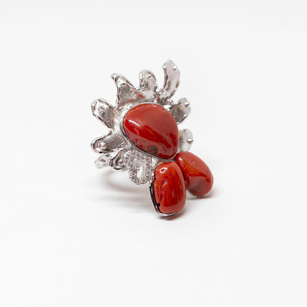 Anello in  Corallo e Zirconi