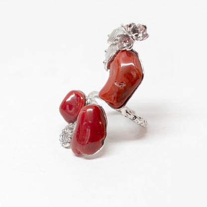 Anello in  Corallo e Zirconi