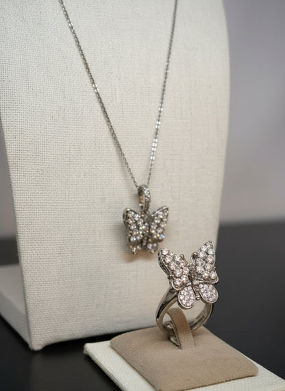 Pendente con Farfalla Argento e Perline