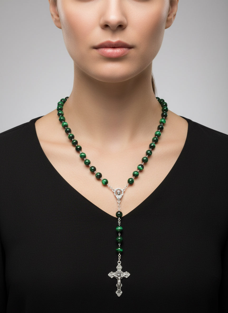 Rosario in Occhio di Tigre Verde