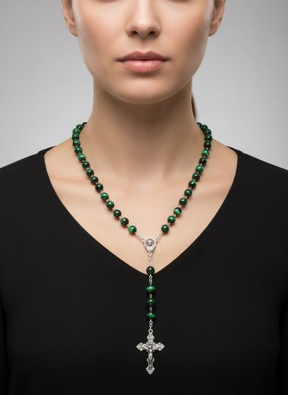 Rosario in Occhio di Tigre Verde