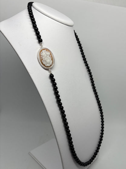 Collana in Agata e Cammeo incisione "Fiore"