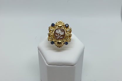 Anello in Cammeo incisione Fiore