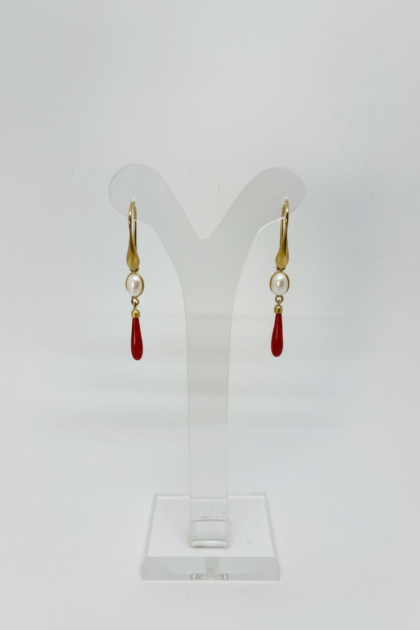 Orecchini in Corallo e Perle