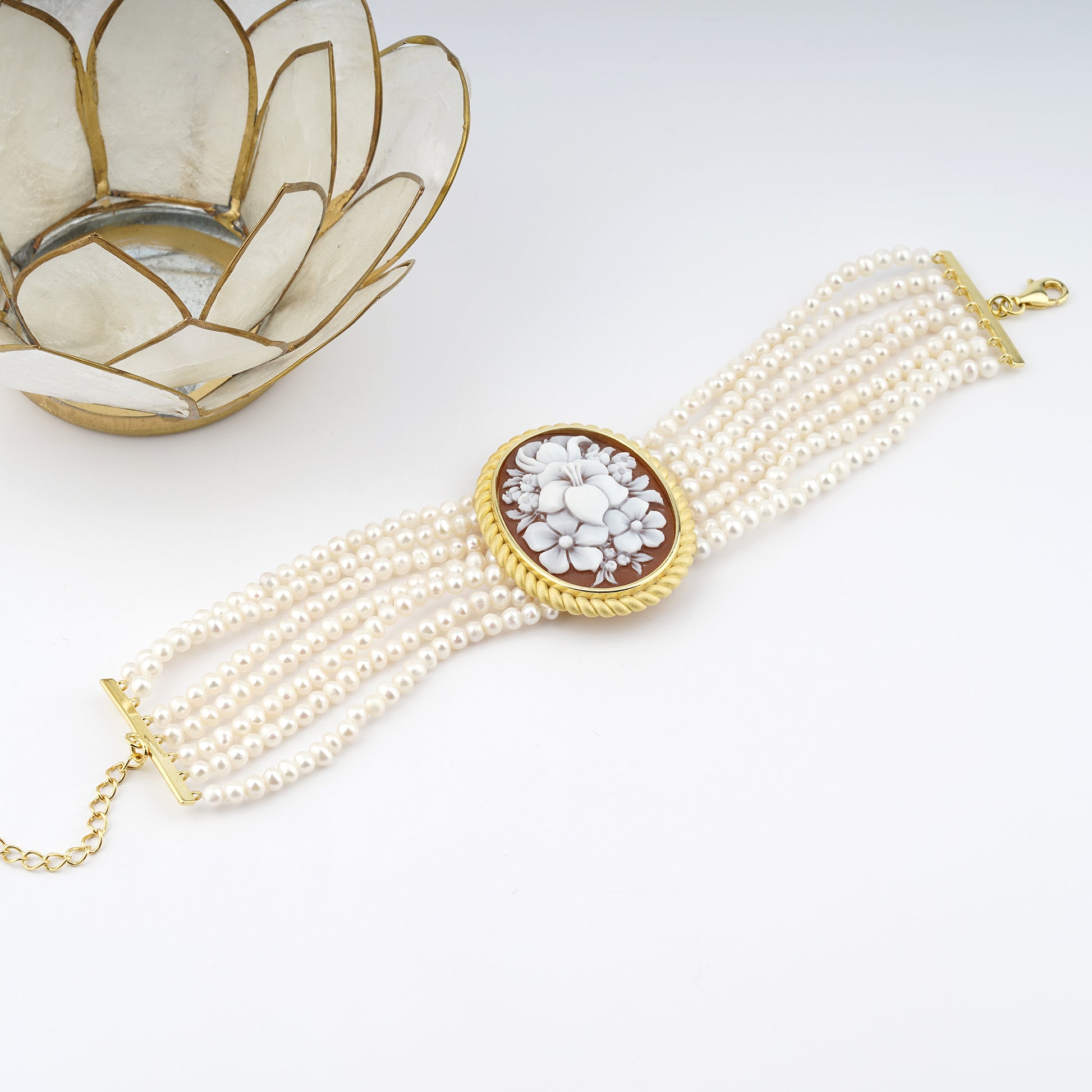 Bracciale-Cameo-Italiano-Raffaello-Cammeo-Bouquet-Oro